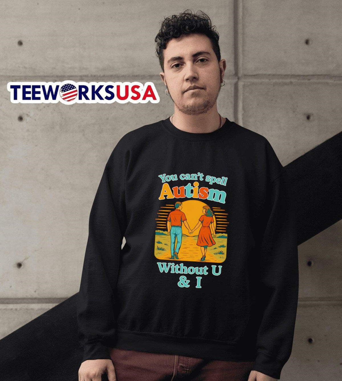 You can't spell Autism without U and I sunset - Adult & Kids T-Shirts, Sweatshirts & Hoodies apparel design preview 6