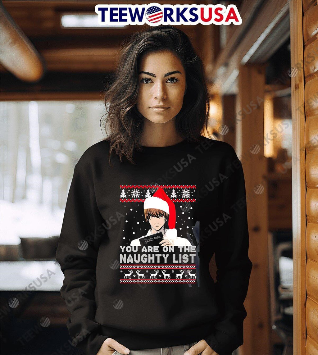 Death Note You Are On The Naughty List ugly christmas - Adult & Kids T-Shirts, Sweatshirts & Hoodies apparel design preview 6