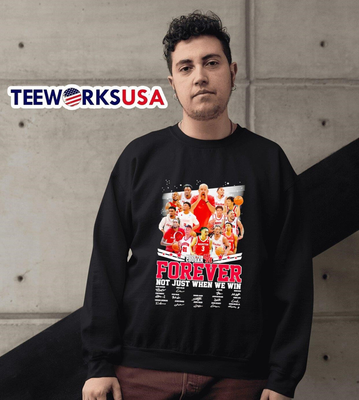Houston Cougars forever not just when we win players - Adult & Kids T-Shirts, Sweatshirts & Hoodies apparel design preview 6