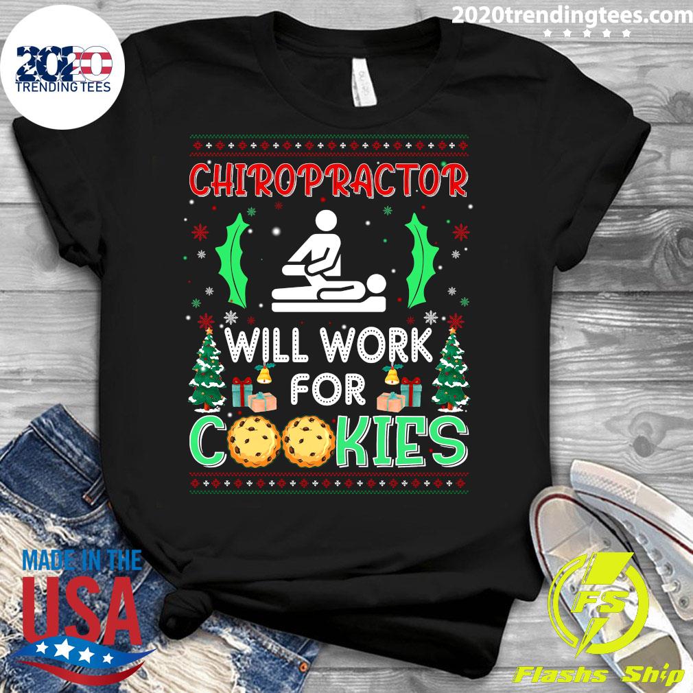 Chiropractor Will Work For Cookies Christmas Ugly - Adult & Kids T-Shirts, Sweatshirts & Hoodies apparel design preview 3