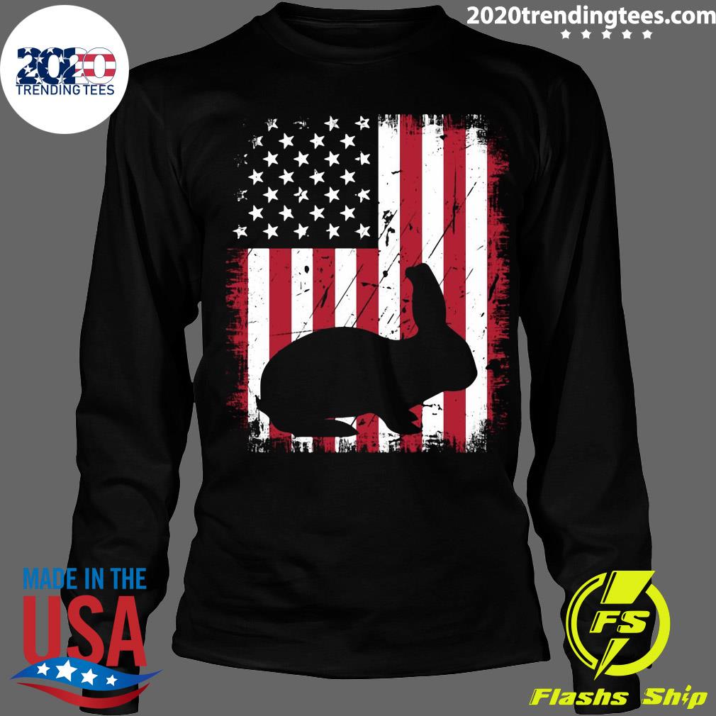 Cool Bunny Animals Retro USA American Flag - Adult & Kids T-Shirts, Sweatshirts & Hoodies apparel design preview 4