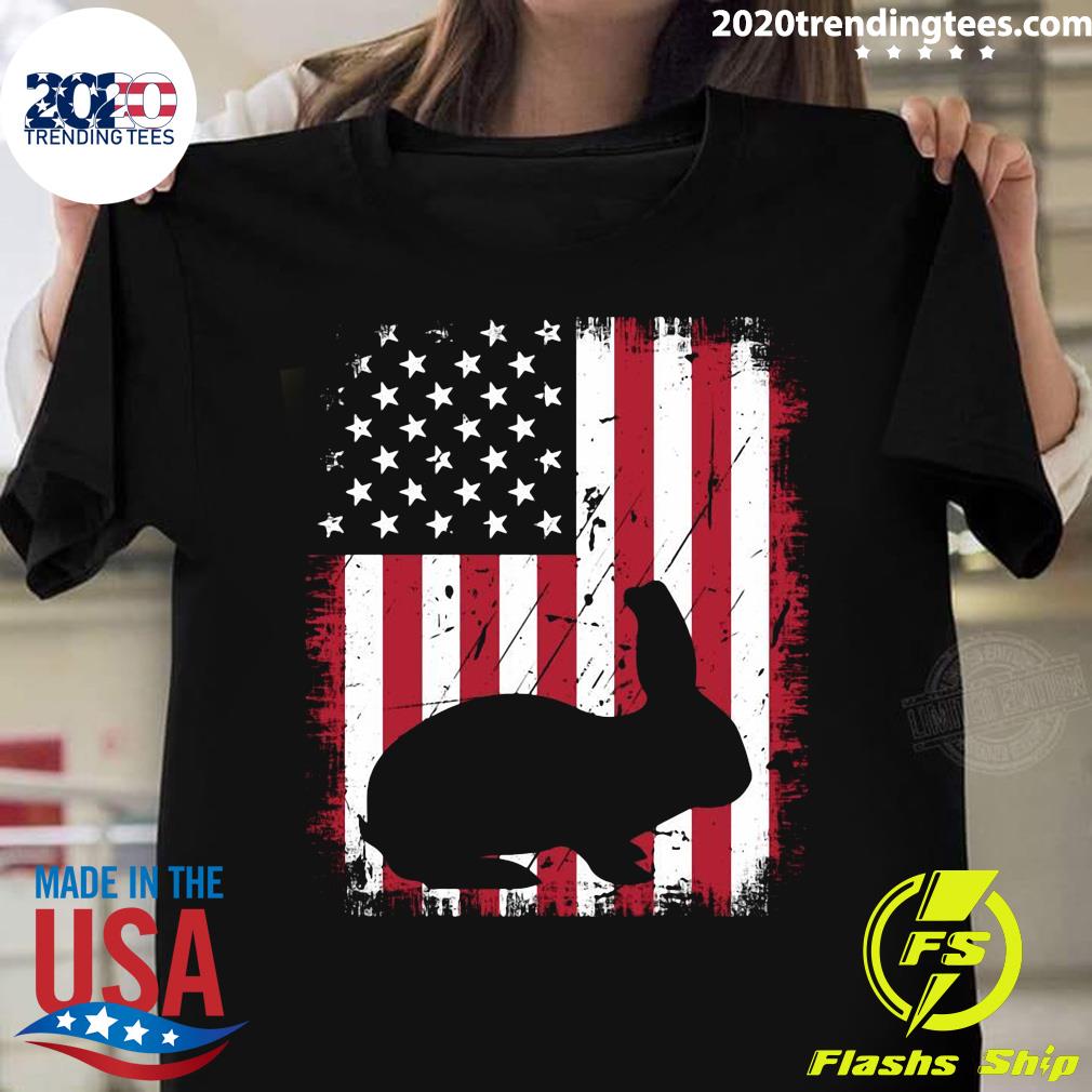 Cool Bunny Animals Retro USA American Flag - Adult & Kids T-Shirts, Sweatshirts & Hoodies apparel design preview 1