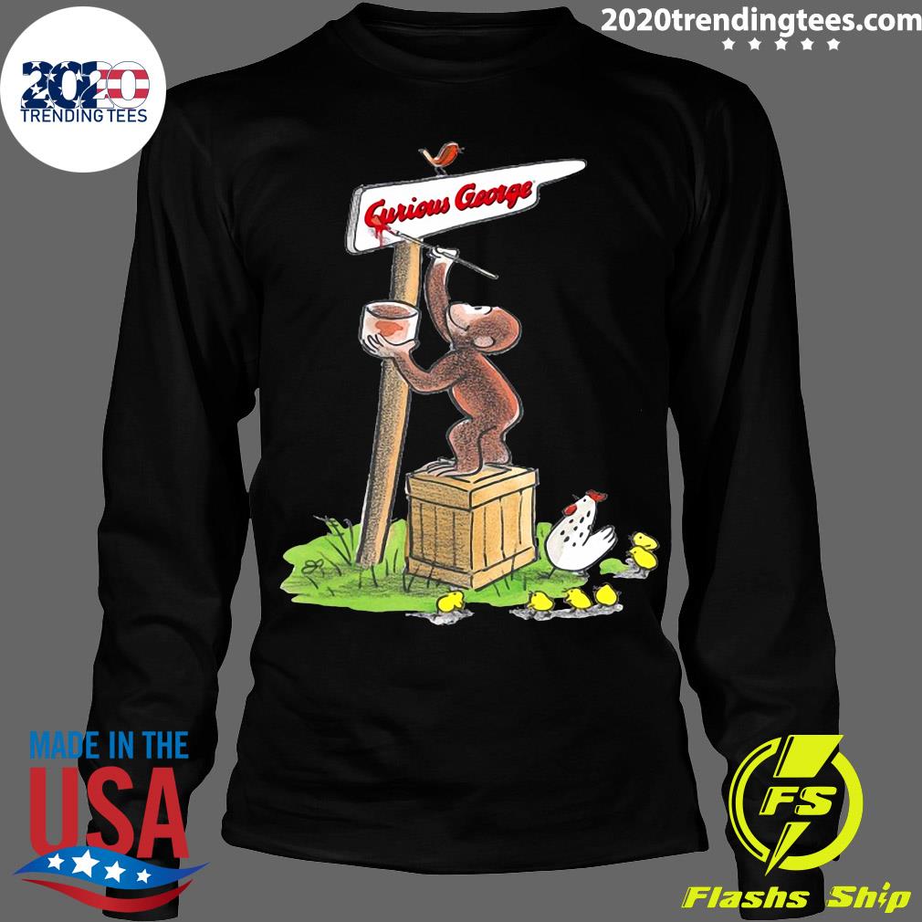 Curious George Making A Sign Outside Portrait - Adult & Kids T-Shirts, Sweatshirts & Hoodies apparel design preview 4