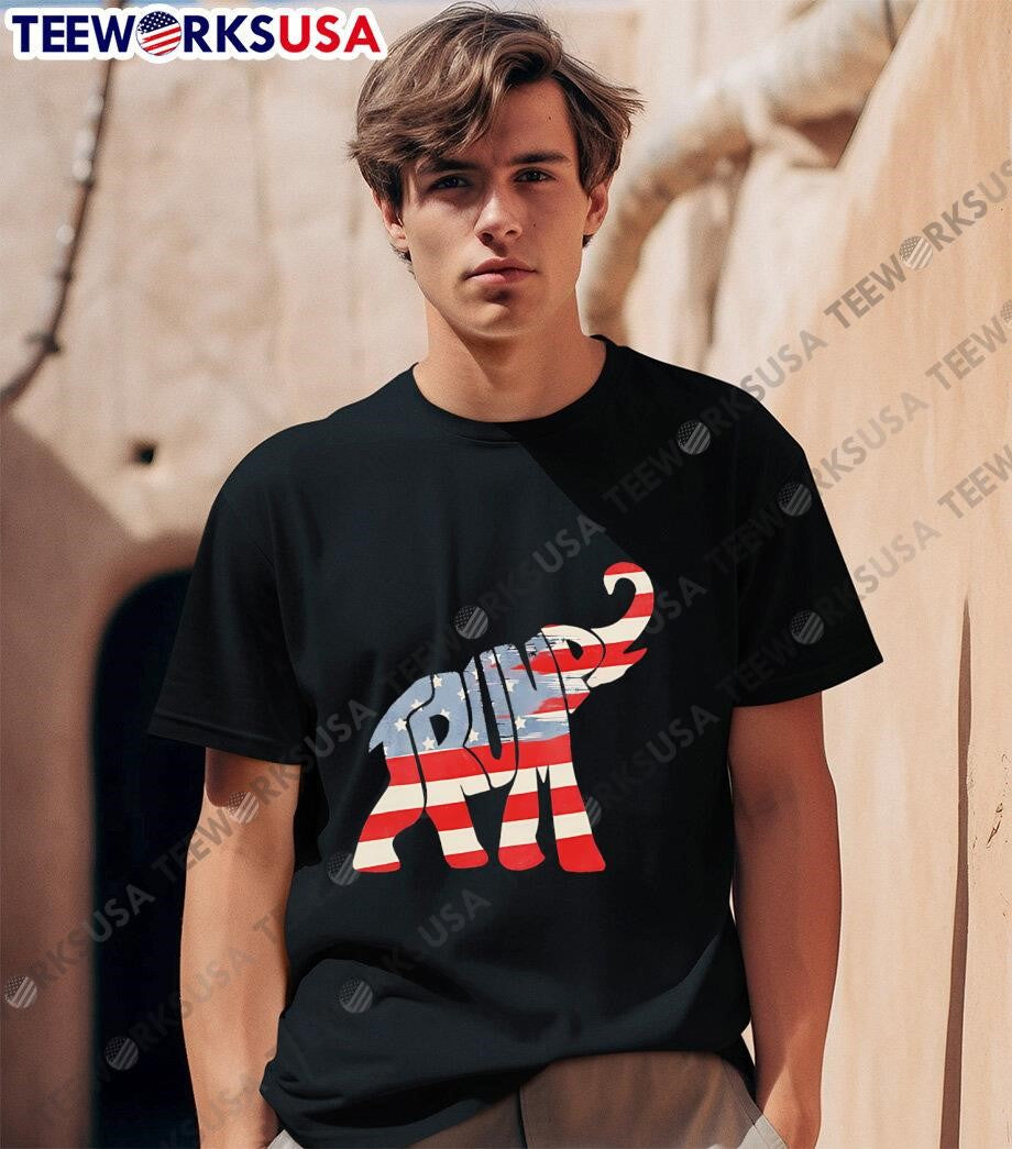 Donald Trump Vintage Republican Elephant USA Flag - Adult & Kids T-Shirts, Sweatshirts & Hoodies apparel design preview 1