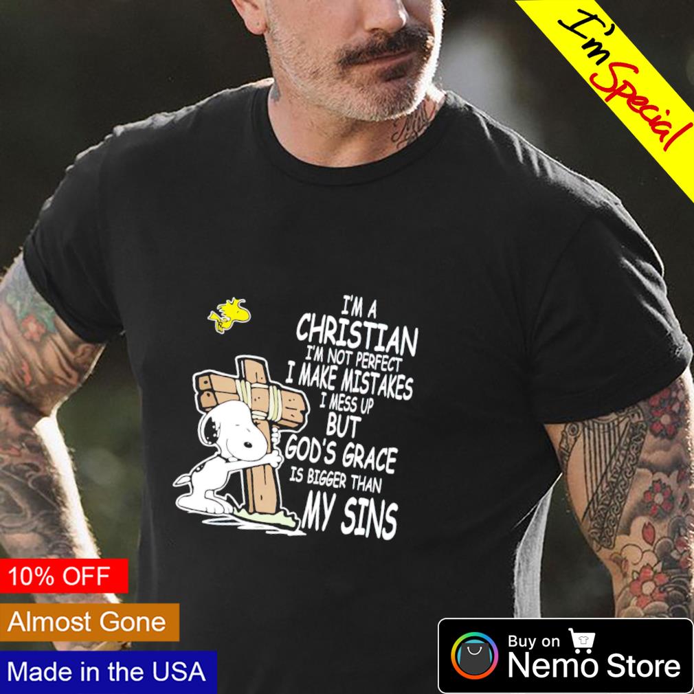 Snoopy I'm a Christian not perfect I make mistakes - Adult & Kids T-Shirts, Sweatshirts & Hoodies apparel design preview 4