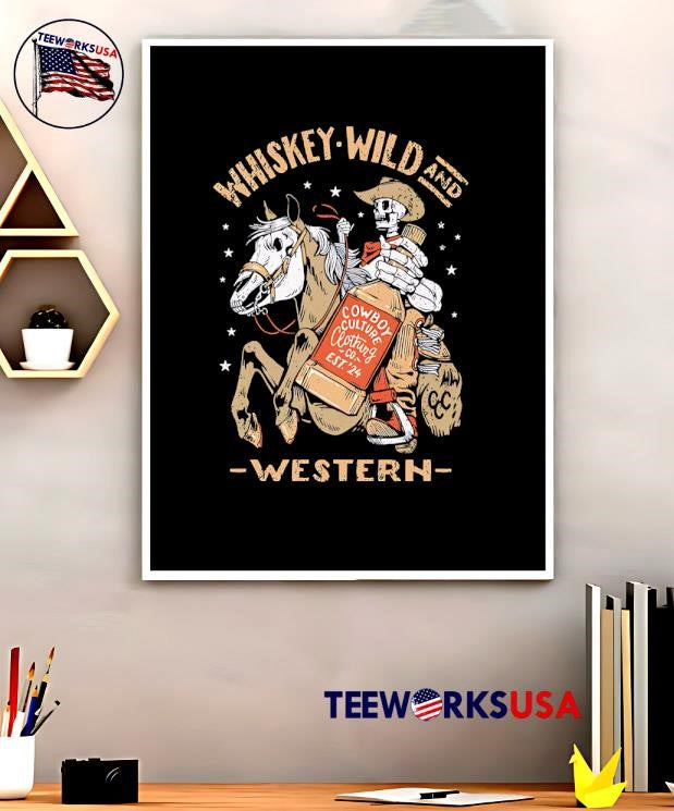 Whiskey Wild And Western Cowboy Skeleton - Adult & Kids T-Shirts, Sweatshirts & Hoodies apparel design preview 5