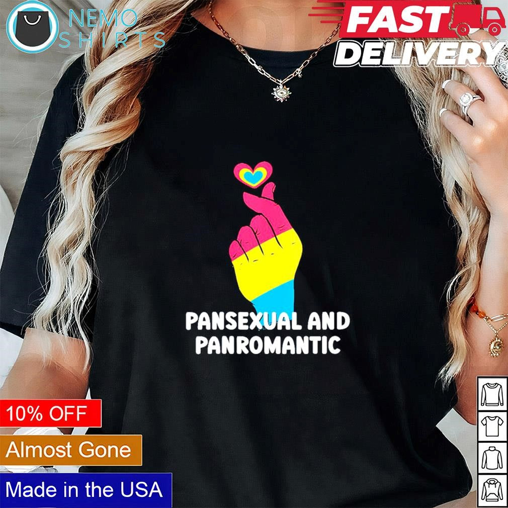 Pansexual and Panromantic LGBTQ mini heart hand - Adult & Kids T-Shirts, Sweatshirts & Hoodies apparel design preview 1