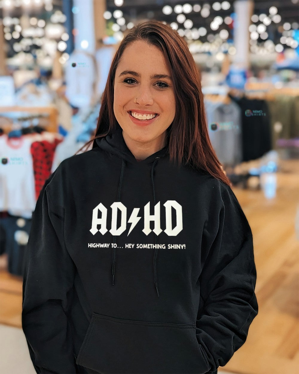 ADHD highway to hey something shiny - Adult & Kids T-Shirts, Sweatshirts & Hoodies apparel design preview 5