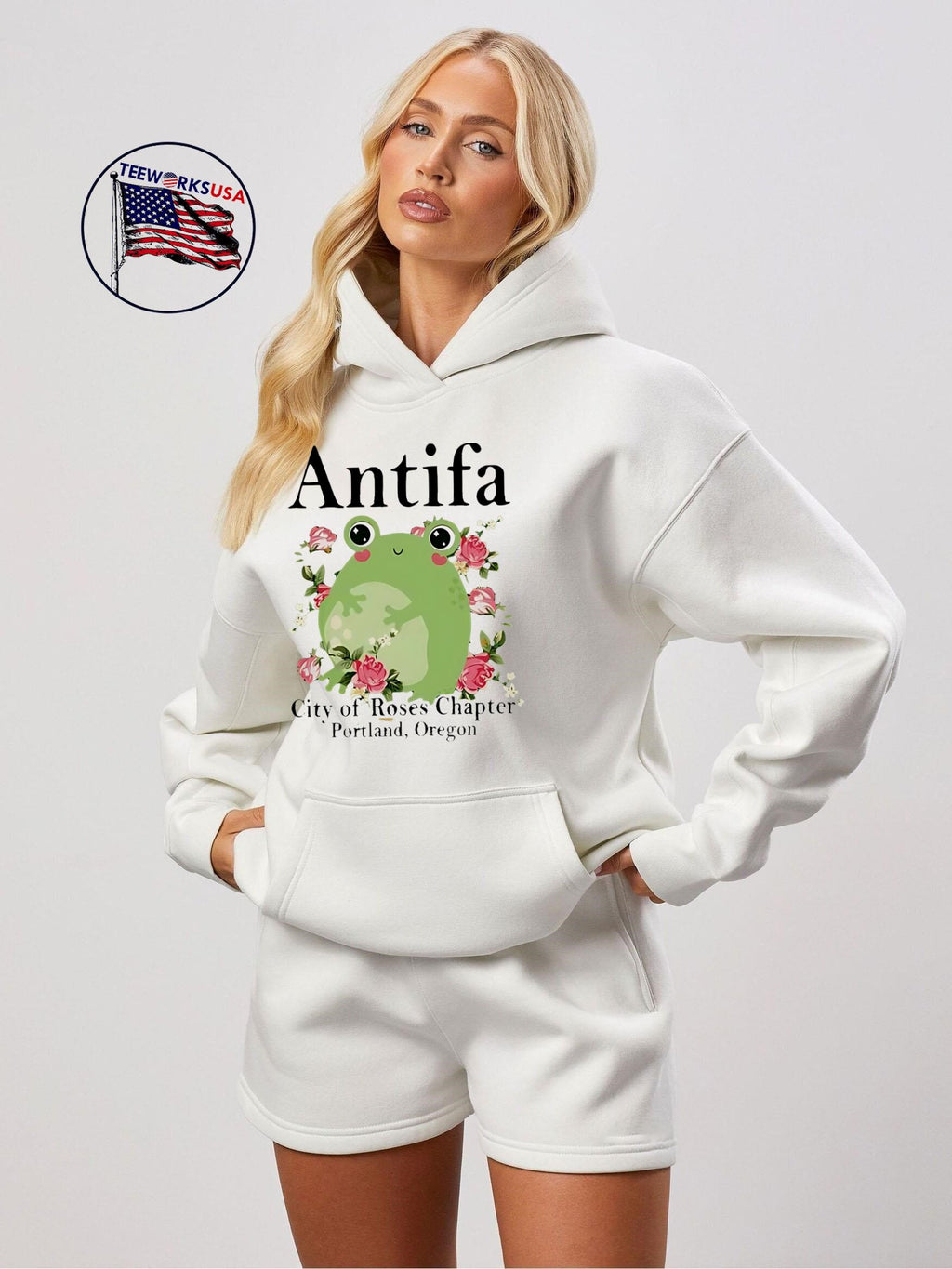 Antifa City of Roses Frog - Adult & Kids T-Shirts, Sweatshirts & Hoodies apparel design preview 2