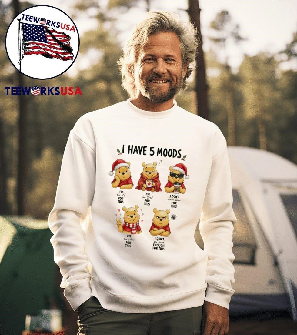 I Have 5 Moods Winnie The Pooh - Adult & Kids T-Shirts, Sweatshirts & Hoodies apparel design preview 3