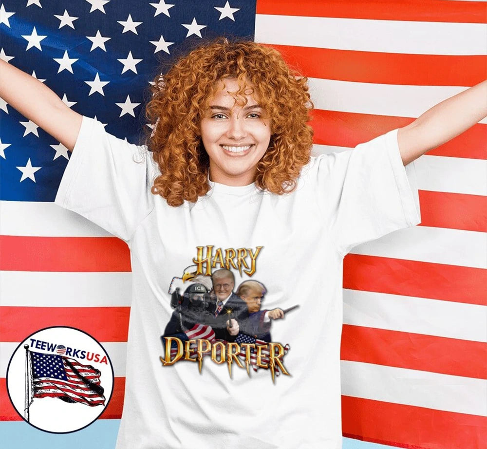 Harry Deporter Donald Trump holding wand eagle - Adult & Kids T-Shirts, Sweatshirts & Hoodies apparel design preview 2