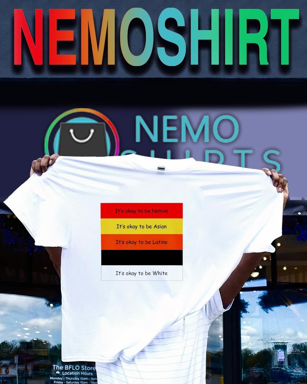 It's okay to be Native Asian Latino White - Adult & Kids T-Shirts, Sweatshirts & Hoodies apparel design preview 1