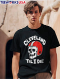 Cleveland Til I Die Skull Wearing Retro Red Striped - Adult & Kids T-Shirts, Sweatshirts & Hoodies apparel design preview 1
