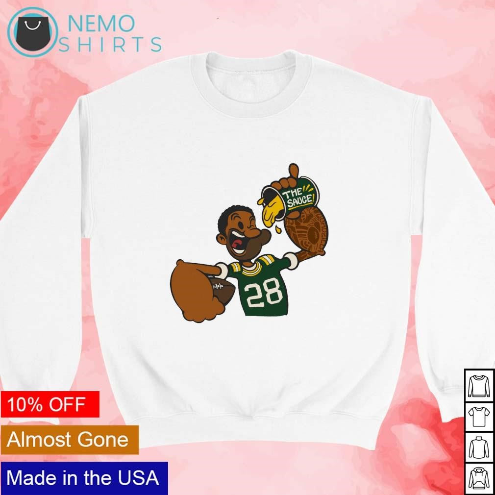 Green Bay Packers AJ Dillon 28 the Sauce art - Adult & Kids T-Shirts, Sweatshirts & Hoodies apparel design preview 3