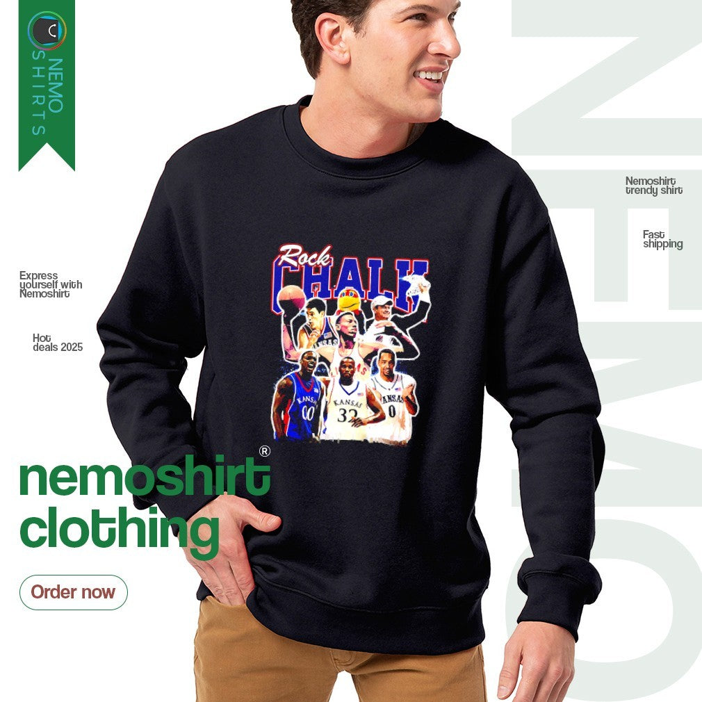 Rock Chalk Kansas Jayhawks basketball legends vintage - Adult & Kids T-Shirts, Sweatshirts & Hoodies apparel design preview 4