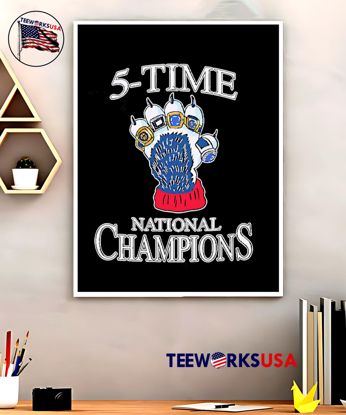 5 Time National Champions - Adult & Kids T-Shirts, Sweatshirts & Hoodies apparel design preview 5