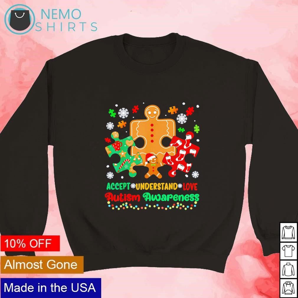 Accept understand love autism awareness Christmas - Adult & Kids T-Shirts, Sweatshirts & Hoodies apparel design preview 3