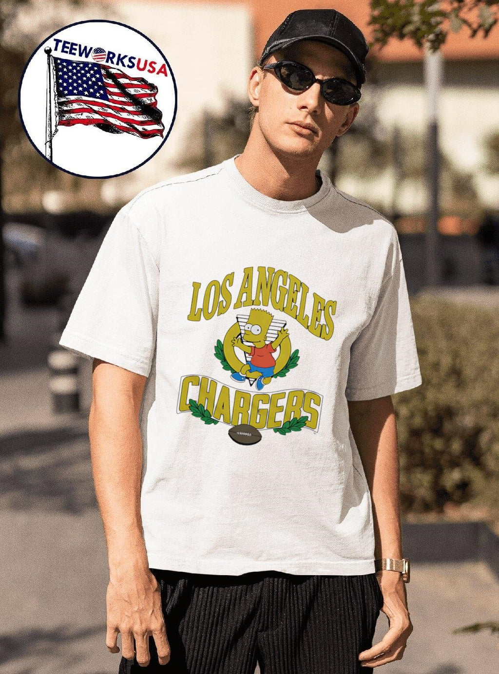 The Simpsons Bart x Los Angeles Chargers - Adult & Kids T-Shirts, Sweatshirts & Hoodies apparel design preview 1