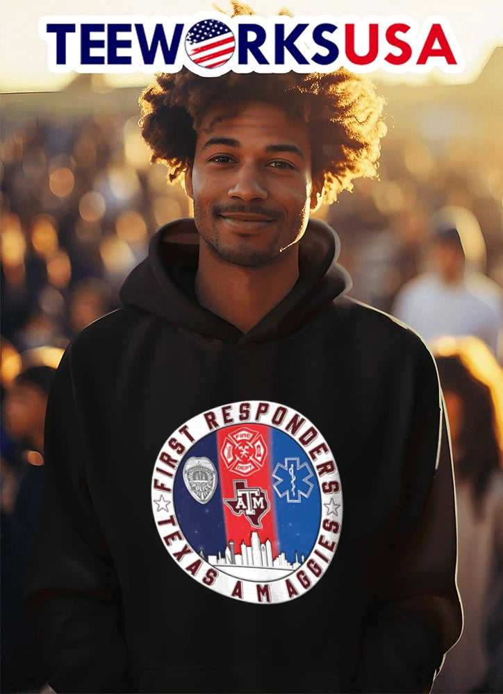 Texas A&M Aggies x First Responders Never Forget 9.11 - Adult & Kids T-Shirts, Sweatshirts & Hoodies apparel design preview 3