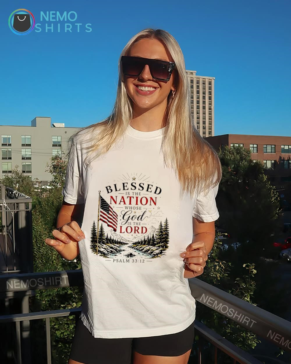 Blessed Is the Nation Whose God Lord Psalm 33 12 - Adult & Kids T-Shirts, Sweatshirts & Hoodies apparel design preview 4