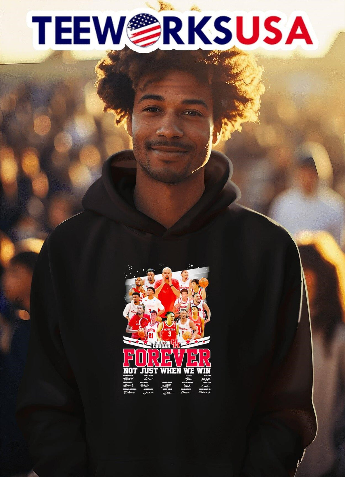 Houston Cougars forever not just when we win players - Adult & Kids T-Shirts, Sweatshirts & Hoodies apparel design preview 2