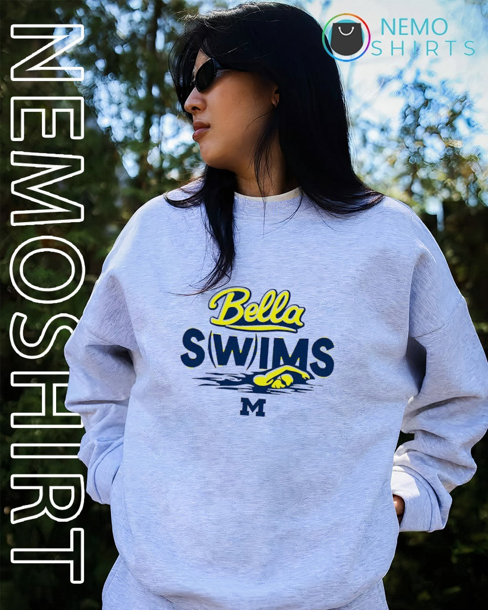 Bella swims Michigan Swimming and Diving Arabella - Adult & Kids T-Shirts, Sweatshirts & Hoodies apparel design preview 2