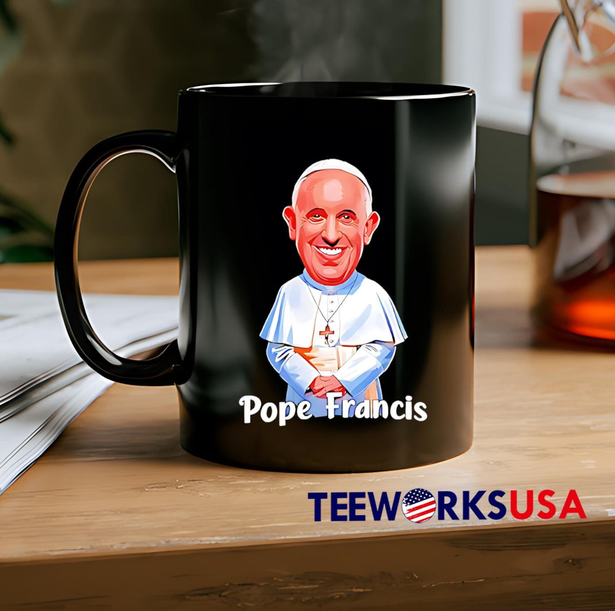 Pope Francis Pray for 1936 2025 Caricature - Adult & Kids T-Shirts, Sweatshirts & Hoodies apparel design preview 2
