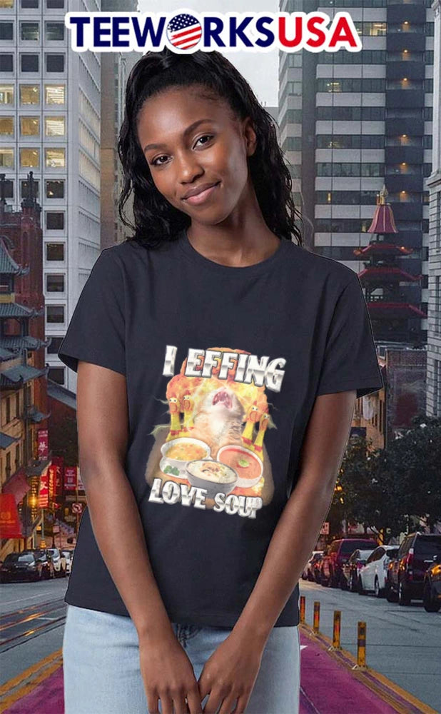 Cat rubber chicken bowls of broth I effing love sou - Adult & Kids T-Shirts, Sweatshirts & Hoodies apparel design preview 2