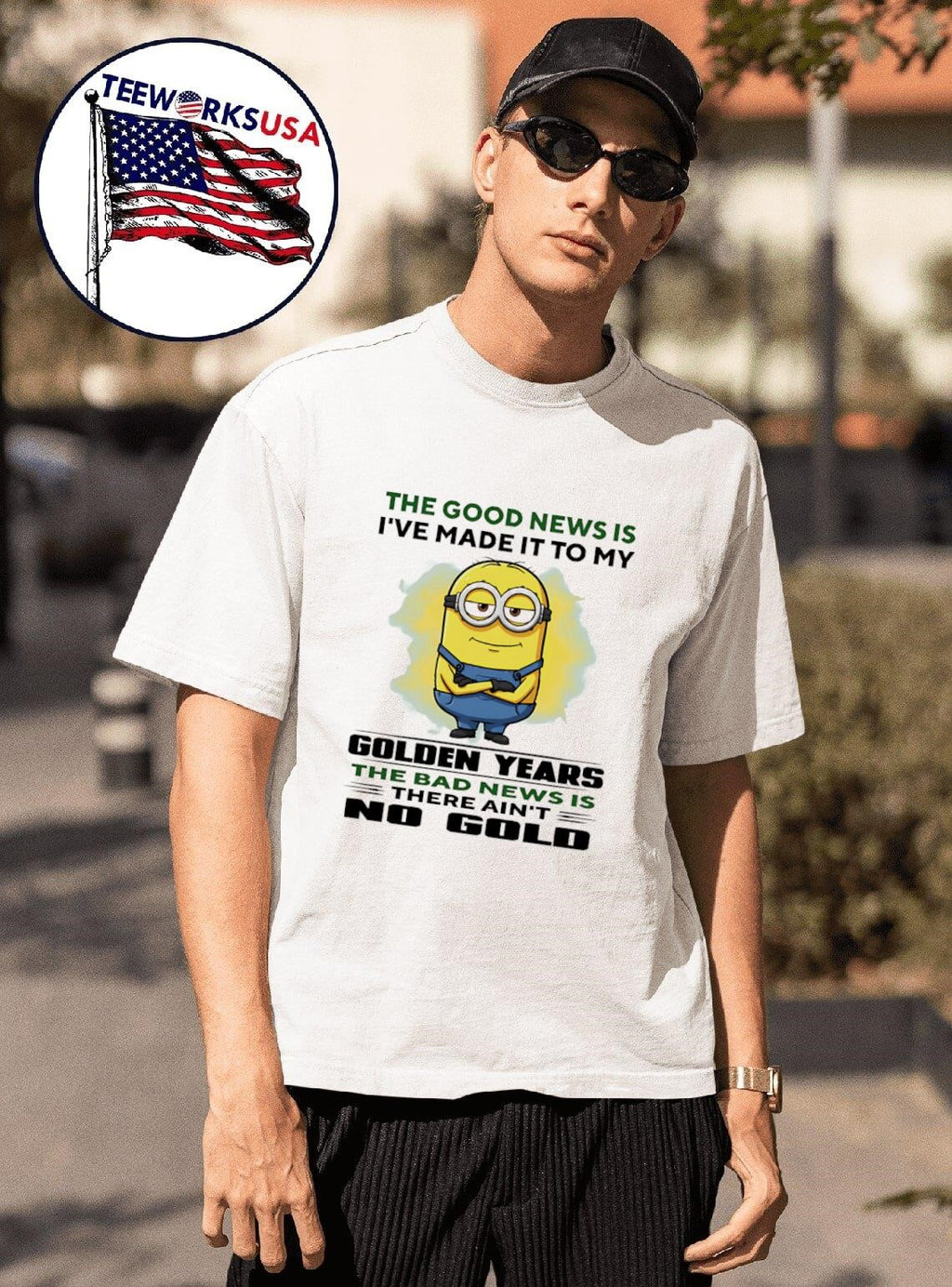 Minion the good news is I've made it to my golden - Adult & Kids T-Shirts, Sweatshirts & Hoodies apparel design preview 1