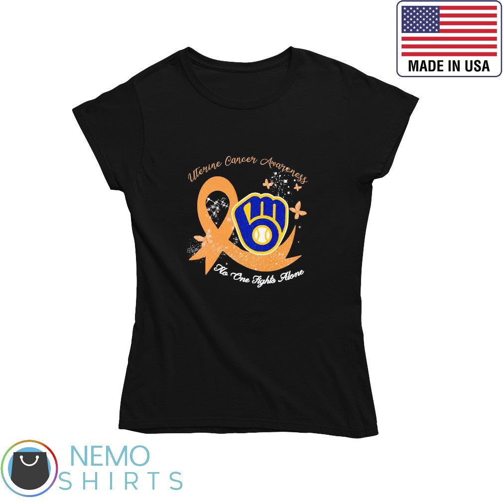 Milwaukee Brewers uterine cancer awareness no one - Adult & Kids T-Shirts, Sweatshirts & Hoodies apparel design preview 4