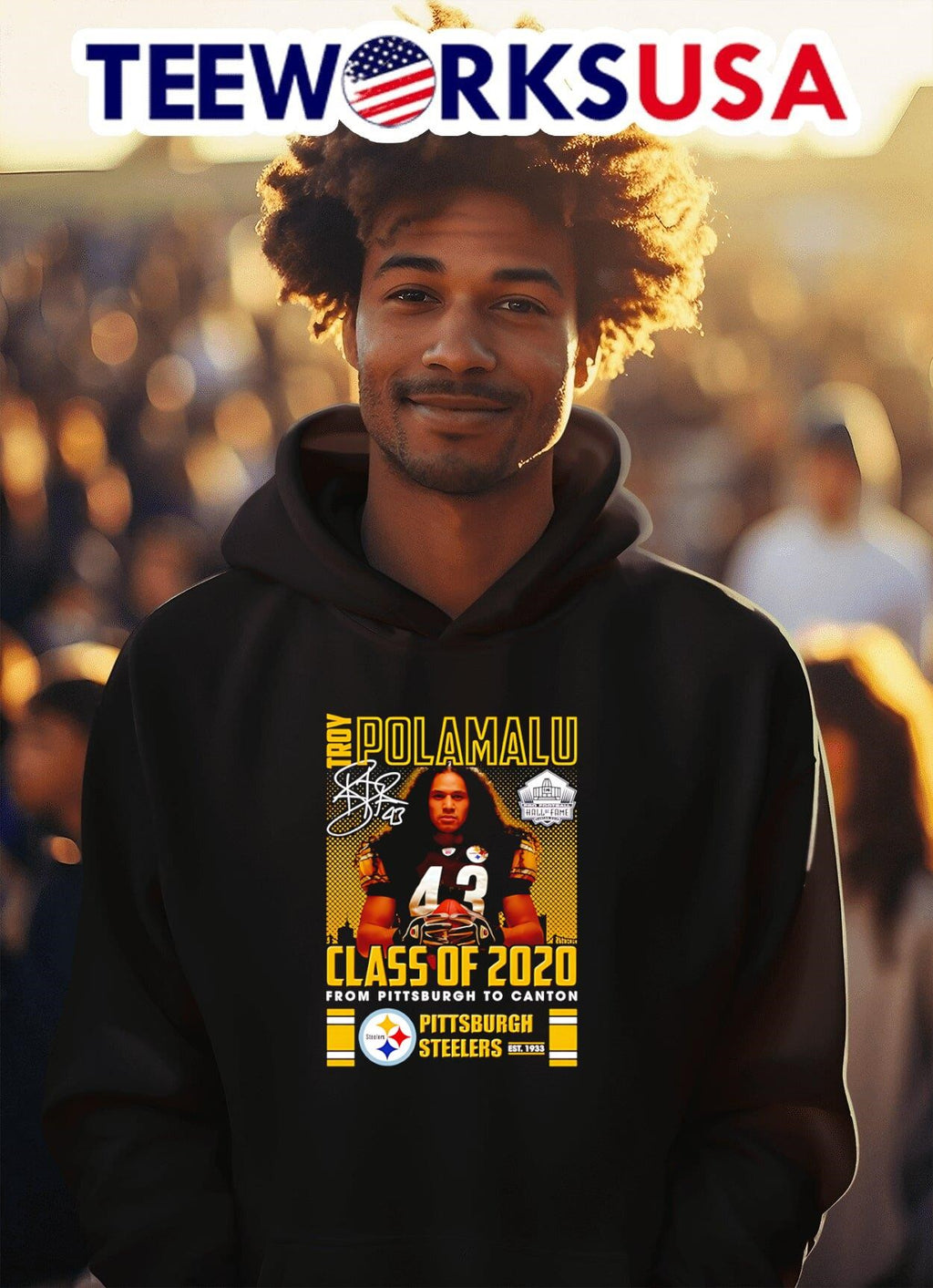 Troy Polamalu Class of 2020 from Pittsburgh to Canton - Adult & Kids T-Shirts, Sweatshirts & Hoodies apparel design preview 2