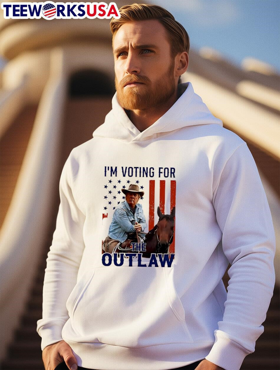 I'm Voting For The Outlaw Trump Cowboy - Adult & Kids T-Shirts, Sweatshirts & Hoodies apparel design preview 2