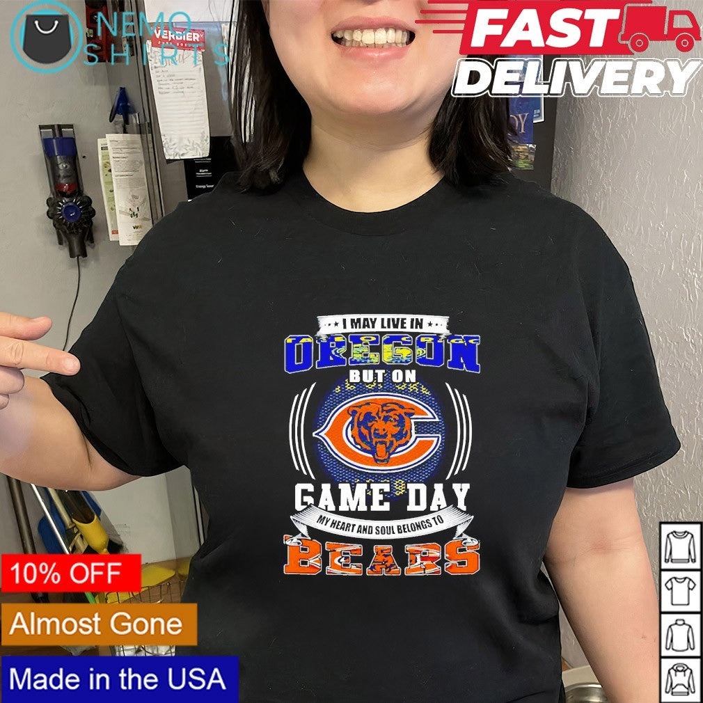 I may live in Oregon but on game day my heart and - Adult & Kids T-Shirts, Sweatshirts & Hoodies apparel design preview 2