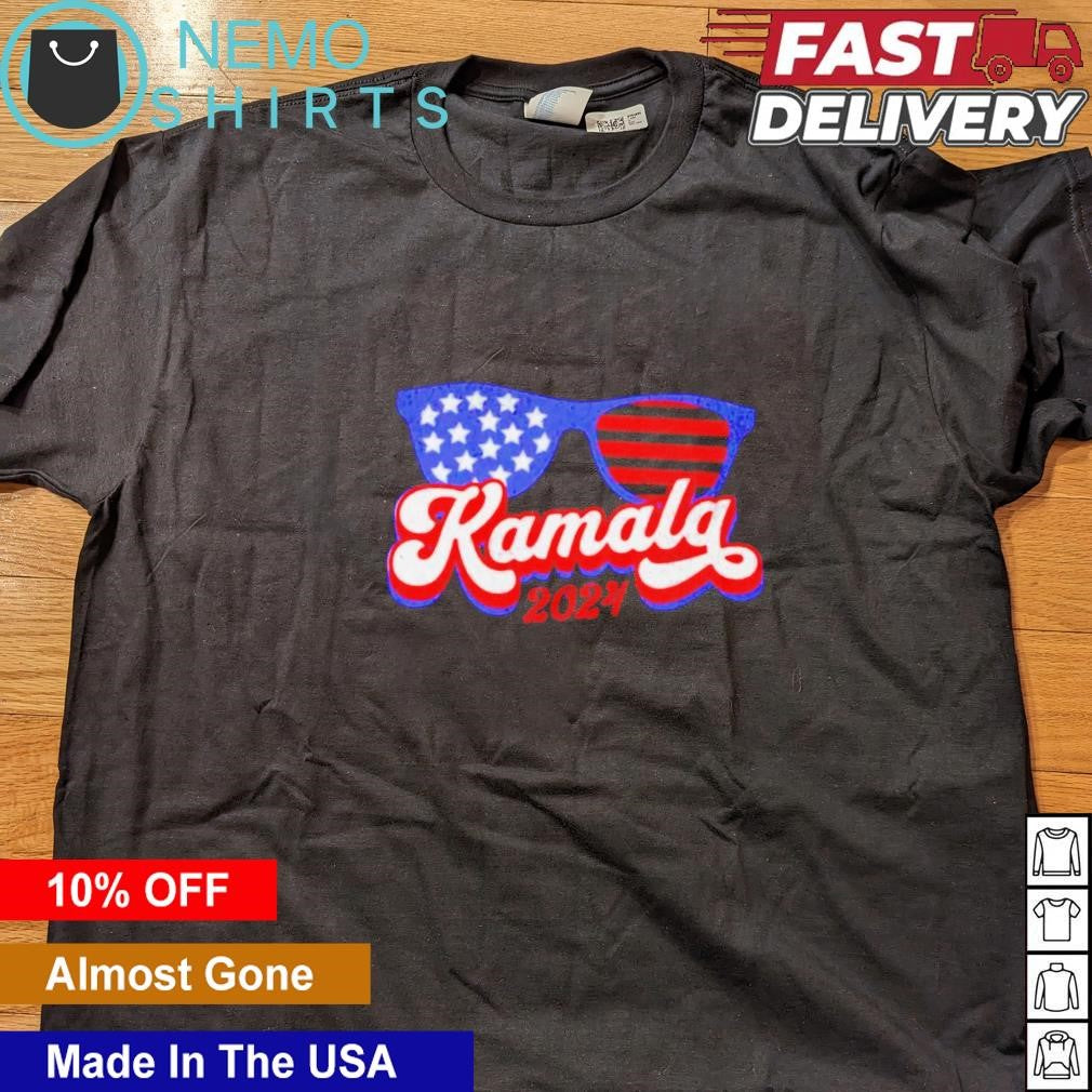 Kamala Harris 2024 USA stars and stripes glasses - Adult & Kids T-Shirts, Sweatshirts & Hoodies apparel design preview 4