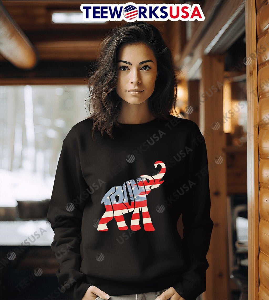 Donald Trump Vintage Republican Elephant USA Flag - Adult & Kids T-Shirts, Sweatshirts & Hoodies apparel design preview 6