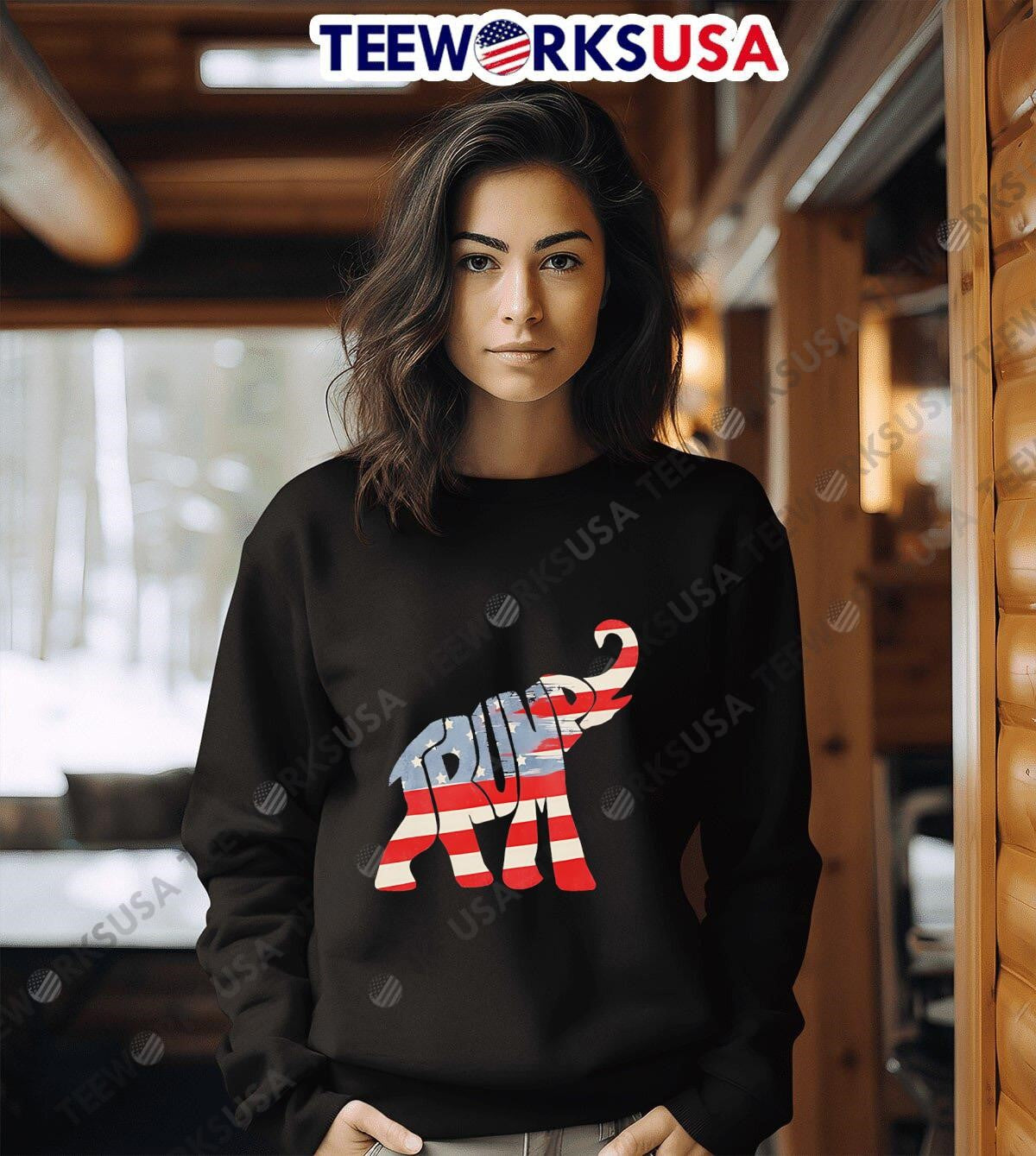Donald Trump Vintage Republican Elephant USA Flag - Adult & Kids T-Shirts, Sweatshirts & Hoodies apparel design preview 6