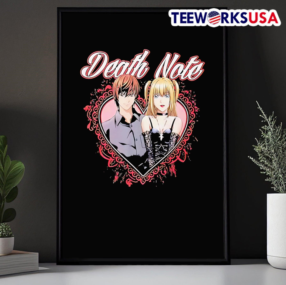 Death Note Misa and Light Heart Filigree - Adult & Kids T-Shirts, Sweatshirts & Hoodies apparel design preview 5