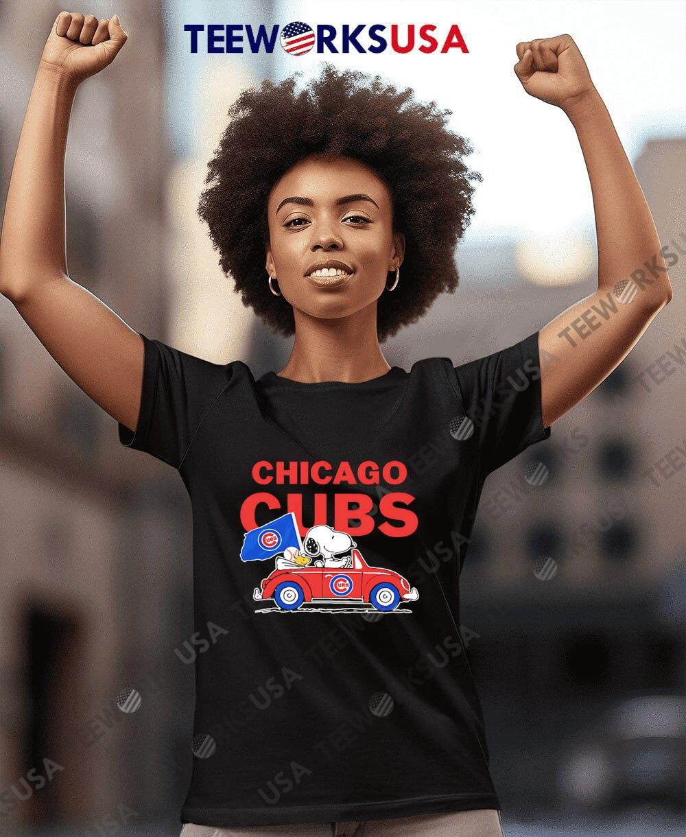 Chicago Cubs Snoopy go by car - Adult & Kids T-Shirts, Sweatshirts & Hoodies apparel design preview 7