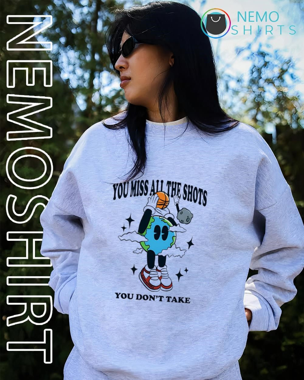 Earth mascot you miss all the shots don't take - Adult & Kids T-Shirts, Sweatshirts & Hoodies apparel design preview 2