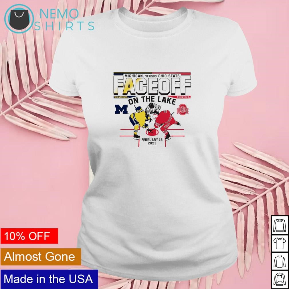 Michigan hockey vs Ohio State faceoff on the lake - Adult & Kids T-Shirts, Sweatshirts & Hoodies apparel design preview 4