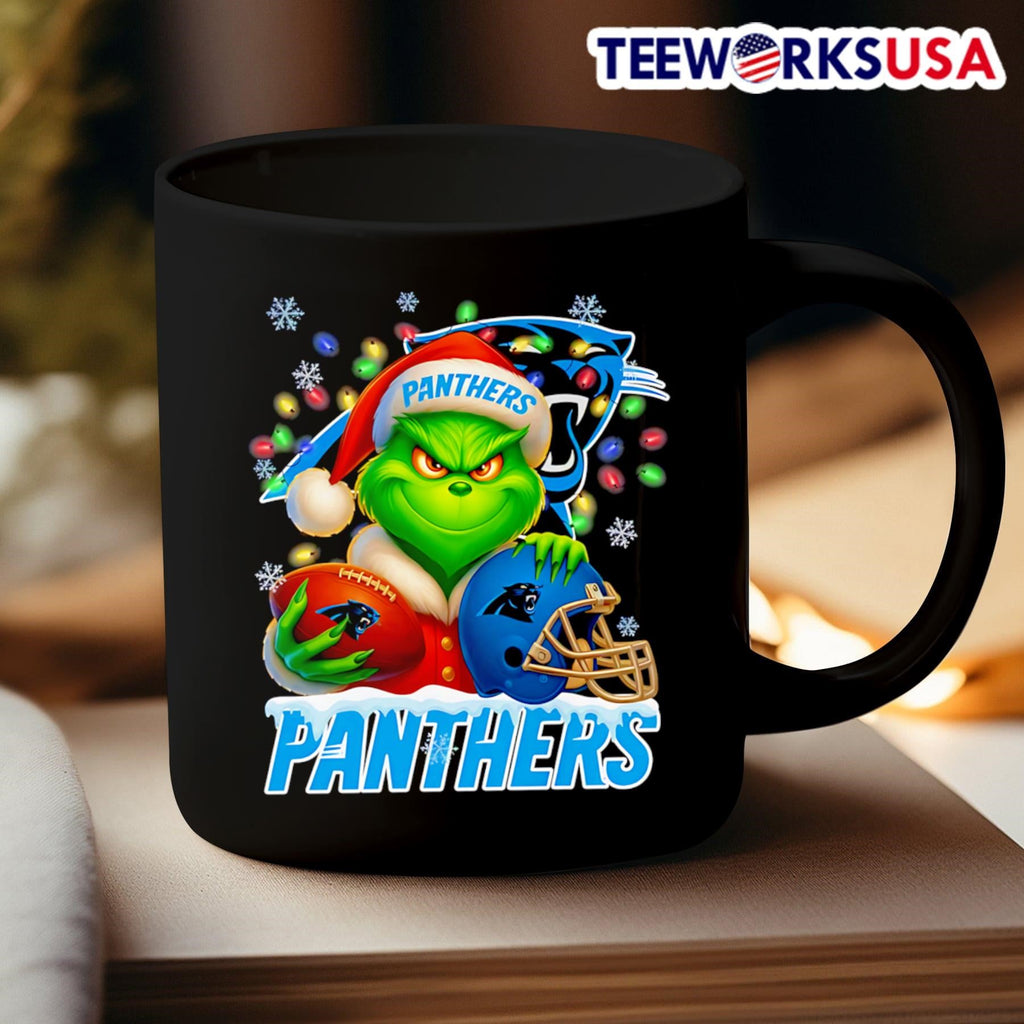 Santa Christmas Grinch Carolina Panthers holding - Adult & Kids T-Shirts, Sweatshirts & Hoodies apparel design preview 3
