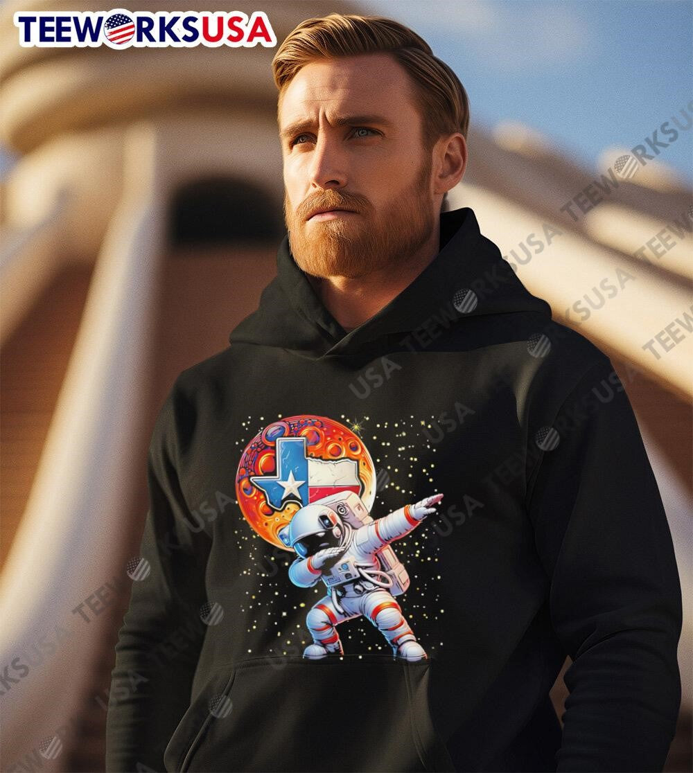 Texas 1965 Houston City Space Dabbing Astronaut - Adult & Kids T-Shirts, Sweatshirts & Hoodies apparel design preview 2