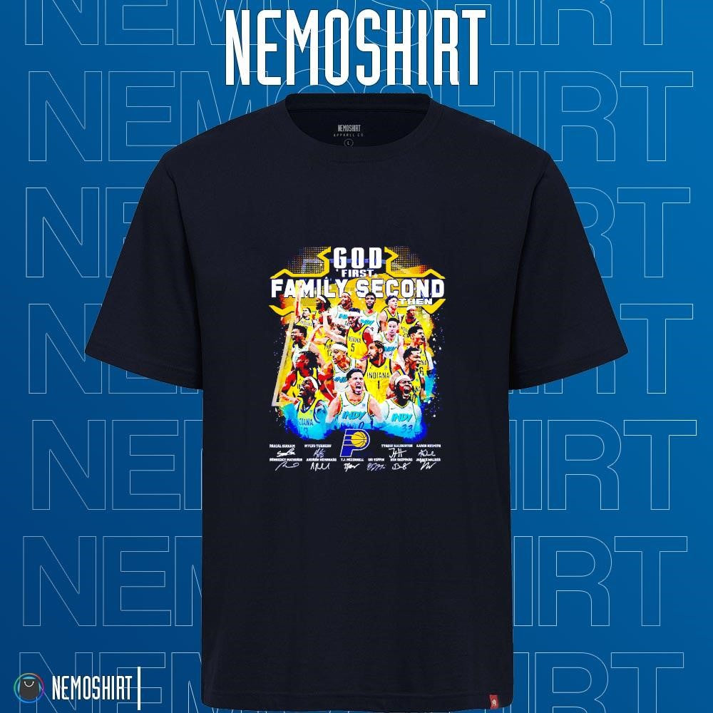 God first family second then Indiana Pacers men's - Adult & Kids T-Shirts, Sweatshirts & Hoodies apparel design preview 1