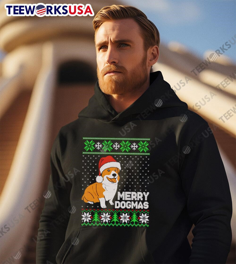 Merry Dogmas ugly christmas - Adult & Kids T-Shirts, Sweatshirts & Hoodies apparel design preview 3