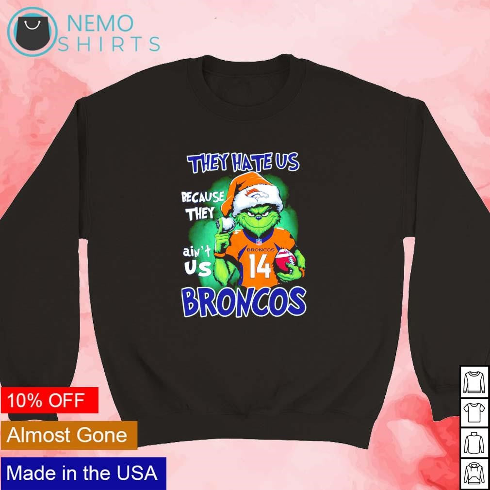 Denver Broncos Santa Grinch they hate us because - Adult & Kids T-Shirts, Sweatshirts & Hoodies apparel design preview 5