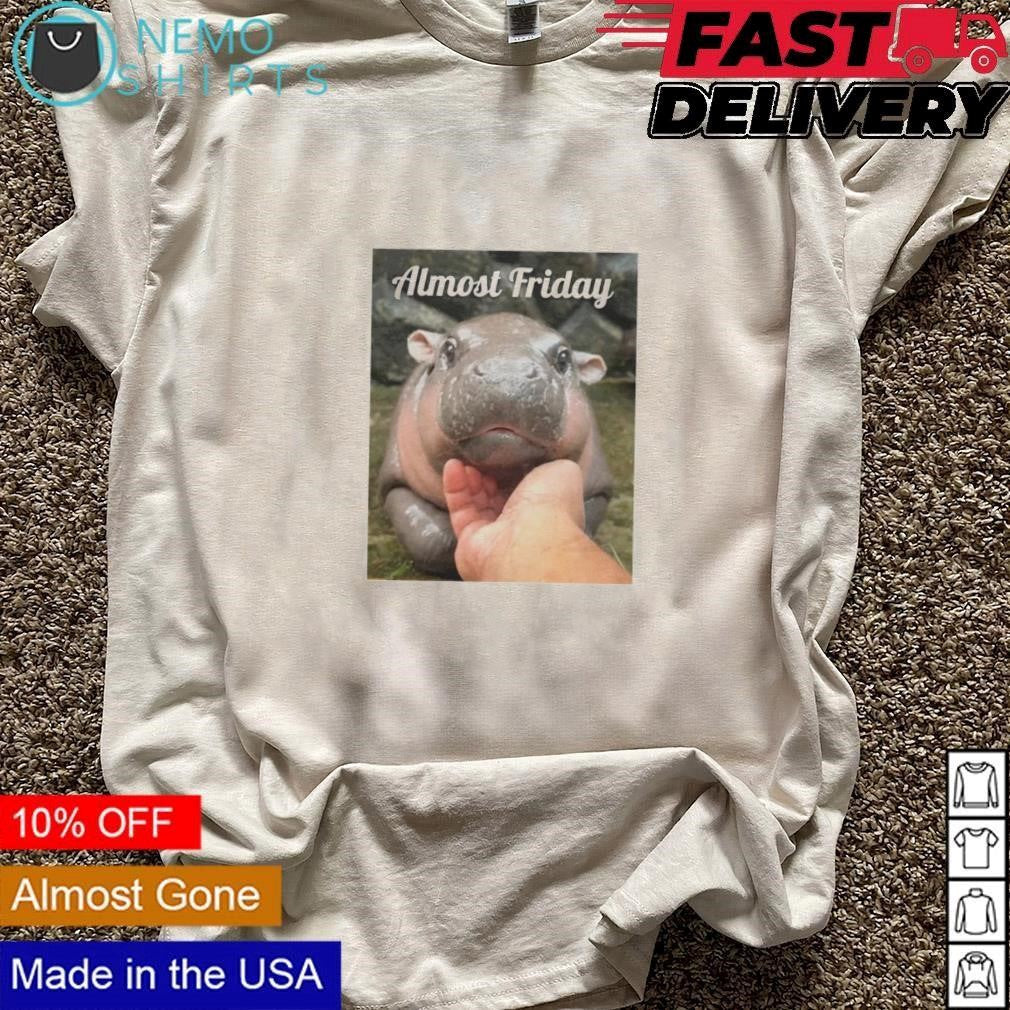 Almost friday moo deng hippo - Adult & Kids T-Shirts, Sweatshirts & Hoodies apparel design preview 3