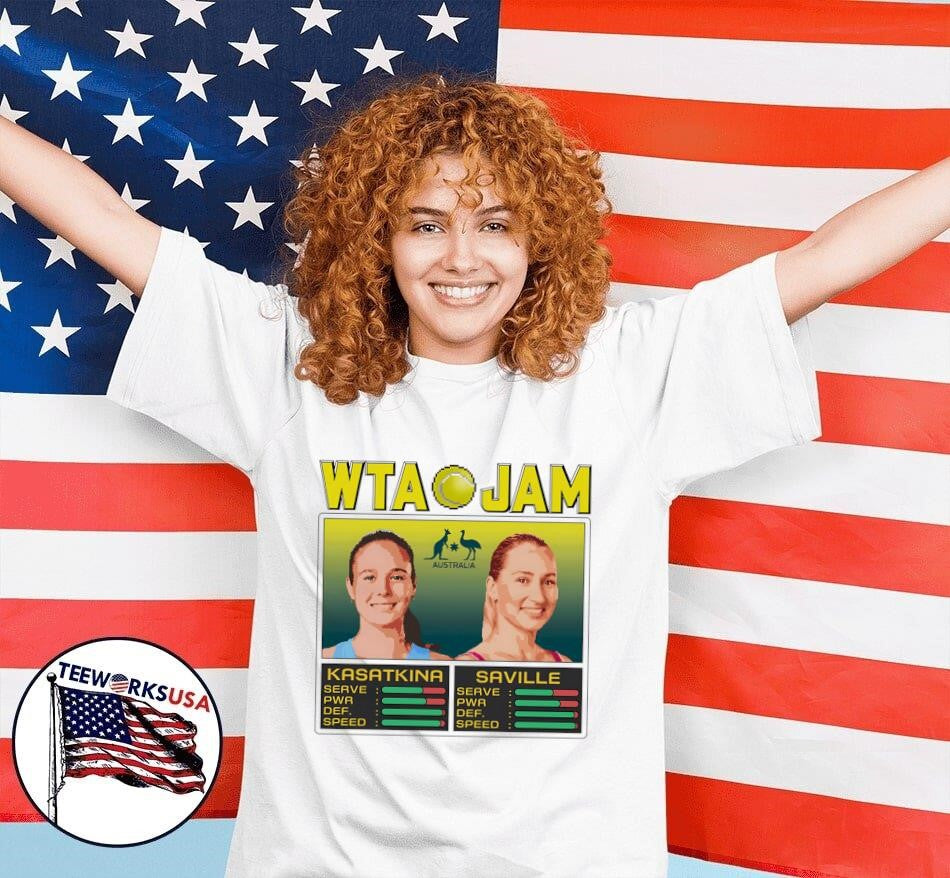 WTA Jam Kasatkina and Saville - Adult & Kids T-Shirts, Sweatshirts & Hoodies apparel design preview 7