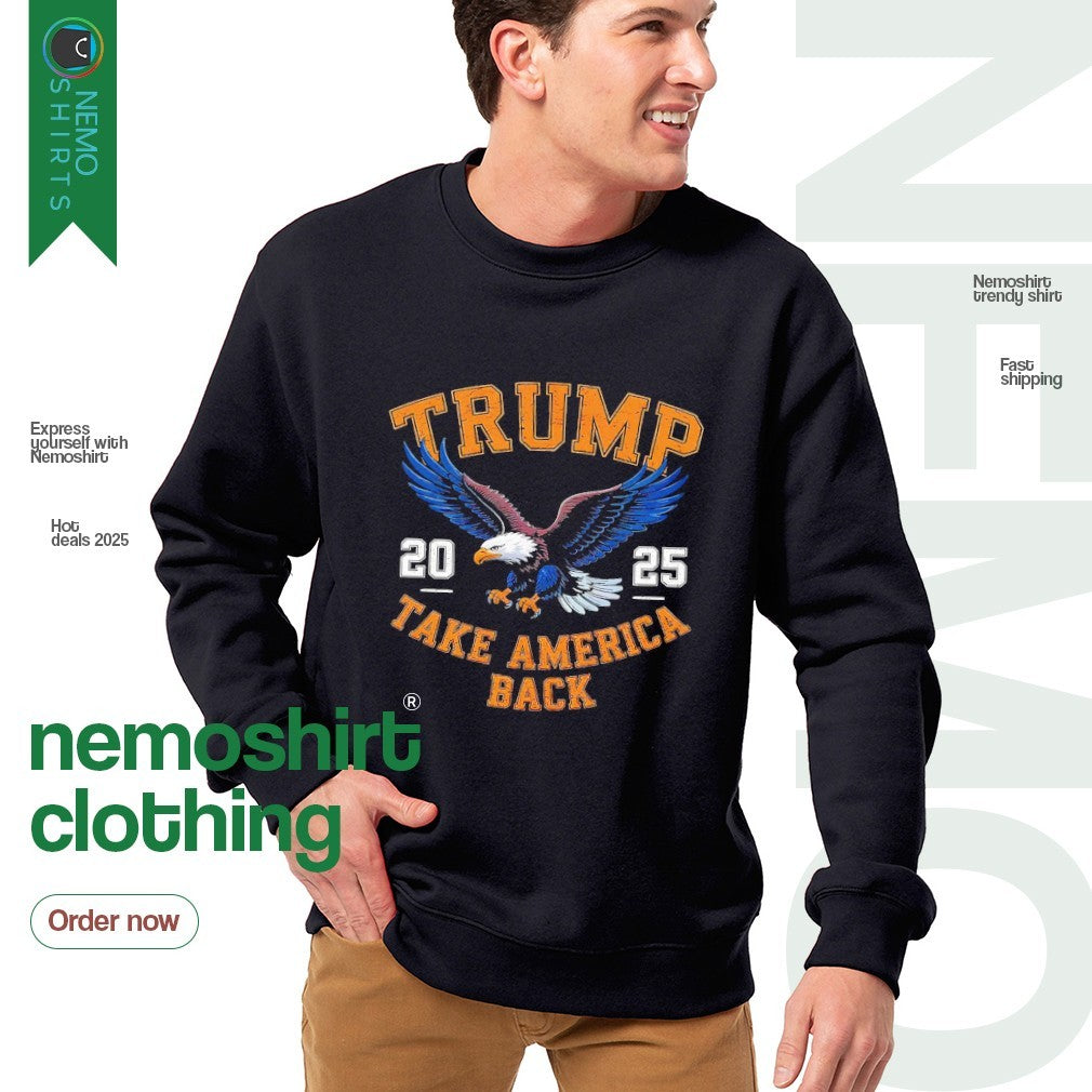 Trump take America back 2025 bald eagle - Adult & Kids T-Shirts, Sweatshirts & Hoodies apparel design preview 4