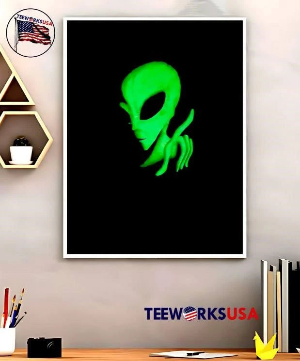 Glowing Neon Green Extraterrestrial Alien Head Hand - Adult & Kids T-Shirts, Sweatshirts & Hoodies apparel design preview 5