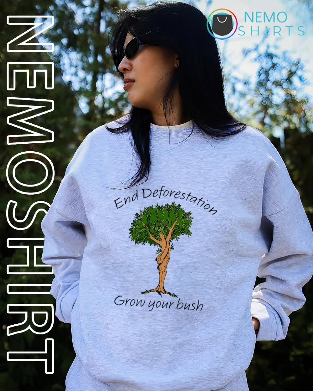 Tree character end deforestation grow your bush - Adult & Kids T-Shirts, Sweatshirts & Hoodies apparel design preview 2